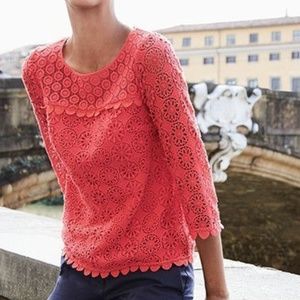 Boden Coral Lace Blouse